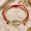 Oro Laminado Adjustable Bolo Bracelet, Gold Filled Style Hand of God and Ball Design, with Multicolor Micro Pave, Polished, Golden Finish, 03.381.0014.11 (04 MM Thickness, 11 Inches Length)