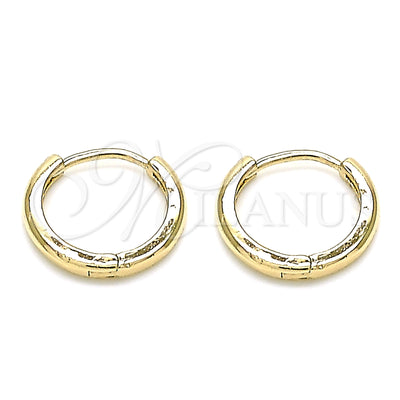 Oro Laminado aretes de aro — Huggie Hoop pulido 02. por Mayoreo, vista principal del producto