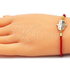 Oro Laminado Fancy Bracelet, Gold Filled Style Hand of God Design, with Multicolor Micro Pave, Polished, Golden Finish, 03.381.0013.06 (02 MM Thickness, 6 Inches Length)