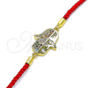 Oro Laminado Fancy Bracelet, Gold Filled Style Hand of God and Judaica Design, with Multicolor Micro Pave, Polished, Golden Finish, 03.381.0013.06 (02 MM Thickness, 6 Inches Length)