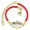 Oro Laminado Fancy Bracelet, Gold Filled Style Hand of God and Judaica Design, with Multicolor Micro Pave, Polished, Golden Finish, 03.381.0013.06 (02 MM Thickness, 6 Inches Length)