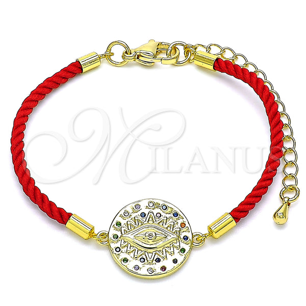 Gold Filled Bracelet — Fancy Bracelet Evil Eye Design with Multicolor Cubic — main product view — SKU 143216 | Oro Laminado brazalete — elegante Bracelet Evil Eye diseño with Multicolor Cubic — SKU 143216