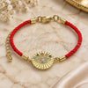 Oro Laminado Fancy Bracelet, Gold Filled Style Evil Eye Design, with Multicolor Cubic Zirconia and White Micro Pave, Polished, Golden Finish, 03.381.0016.06 (02 MM Thickness, 6 Inches Length)