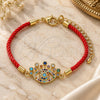 Oro Laminado Fancy Bracelet, Gold Filled Style Evil Eye Design, with Multicolor Cubic Zirconia and Multicolor Micro Pave, Polished, Golden Finish, 03.381.0018.06 (02 MM Thickness, 6 Inches Length)