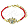 Oro Laminado Fancy Bracelet, Gold Filled Style Evil Eye Design, with Multicolor Cubic Zirconia and Multicolor for wholesale, main product view