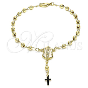 Gold Filled Bracelet — Bracelet Rosary Guadalupe and Cross Design Polished 09. — main product view — SKU 143237 | Oro Laminado brazalete — Bracelet Rosary Guadalupe and cruz diseño pulido 09. — SKU 143237