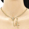 Oro Laminado Thin Rosary, Gold Filled Style Guadalupe and Crucifix Design, Polished, Golden Finish, 09.213.0029.24