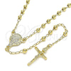 Oro Laminado Thin Rosary, Gold Filled Style Altagracia and Crucifix Design, Polished, Golden Finish, 09.213.0030.24