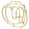 Oro Laminado Thin Rosary, Gold Filled Style Altagracia and Crucifix Design, Polished, Golden Finish, 09.213.0030.24