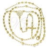 Oro Laminado Thin Rosary, Gold Filled Style Altagracia and Crucifix Design, Polished, Golden Finish, 09.213.0030.24