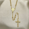 Oro Laminado Thin Rosary, Gold Filled Style Altagracia and Crucifix Design, Polished, Golden Finish, 09.213.0030.24
