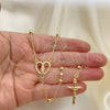Oro Laminado Thin Rosary, Gold Filled Style Guadalupe and Crucifix Design, Polished, Golden Finish, 09.213.0031.24