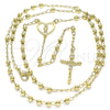 Oro Laminado Thin Rosary, Gold Filled Style Guadalupe and Crucifix Design, Polished, Golden Finish, 09.213.0031.24