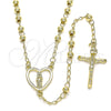 Oro Laminado Thin Rosary, Gold Filled Style Guadalupe and Crucifix Design, Polished, Golden Finish, 09.213.0031.24