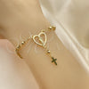 Oro Laminado Bracelet Rosary, Gold Filled Style Guadalupe and Cross Design, Polished, Golden Finish, 09.213.0031.08