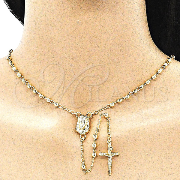 Gold Filled Jewelry — Thin Rosary Jesus and Crucifix Design Polished 09. — alternate product view — SKU 143243 | Oro Laminado joyería — Thin Rosary Jesus and Crucifix diseño pulido 09. — SKU 143243
