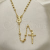 Oro Laminado Thin Rosary, Gold Filled Style Jesus and Crucifix Design, Polished, Golden Finish, 09.213.0032.24