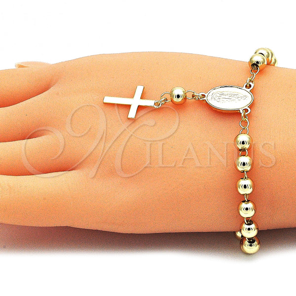 Gold Filled Bracelet — Bracelet Rosary Guadalupe and Cross Design Polished 09. — alternate product view — SKU 143245 | Oro Laminado brazalete — Bracelet Rosary Guadalupe and cruz diseño pulido 09. — SKU 143245