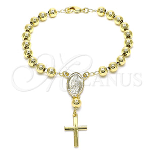Gold Filled Bracelet — Bracelet Rosary Guadalupe and Cross Design Polished 09. — main product view — SKU 143245 | Oro Laminado brazalete — Bracelet Rosary Guadalupe and cruz diseño pulido 09. — SKU 143245