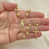 Oro Laminado Medium Rosary, Gold Filled Style Jesus and Crucifix Design, Polished, Golden Finish, 09.213.0033.28