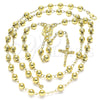 Oro Laminado Medium Rosary, Gold Filled Style Jesus and Crucifix Design, Polished, Golden Finish, 09.213.0033.28
