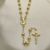 Oro Laminado Medium Rosary, Gold Filled Style Jesus and Crucifix Design, Polished, Golden Finish, 09.213.0033.28