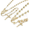 Oro Laminado Medium Rosary, Gold Filled Style Jesus and Crucifix Design, Polished, Golden Finish, 09.213.0033.28