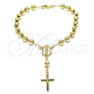 Gold Filled Bracelet — Bracelet Rosary Guadalupe and Cross Design Polished 09. — main product view — SKU 143247 | Oro Laminado brazalete — Bracelet Rosary Guadalupe and cruz diseño pulido 09. — SKU 143247