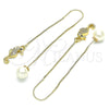Oro Laminado Threader Earring, Gold Filled Style with White and Black Micro Pave, Polished, Golden Finish, 02.210.0506