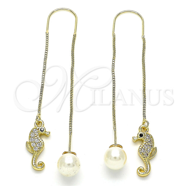 Gold Filled Ring — Threader Earring with White and Black Micro Pave — main product view — SKU 143251 | Oro Laminado anillo — Threader Earring with blanco and negro Micro Pave — SKU 143251