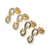 Gold Filled Ring — Stud Earring Infinite and Heart Design with White — alternate product view — SKU 143255 | Oro Laminado anillo — Stud Earring Infinite and corazón diseño with blanco — SKU 143255