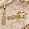 Oro Laminado Huggie Hoop, Gold Filled Style Infinite Design, with White Micro Pave, Polished, Golden Finish, 02.210.0511.15