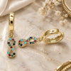 Oro Laminado Huggie Hoop, Gold Filled Style Infinite Design, with Multicolor Micro Pave, Polished, Golden Finish, 02.210.0511.1.15