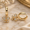 Oro Laminado Huggie Hoop, Gold Filled Style Butterfly Design, with White Micro Pave, Polished, Golden Finish, 02.210.0516.15