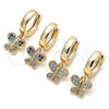 Oro Laminado Huggie Hoop, Gold Filled Style Butterfly Design, with Multicolor Micro Pave, Polished, Golden Finish, 02.210.0516.1.15
