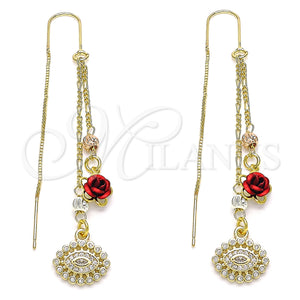 Gold Filled Ring — Threader Earring Evil Eye and Flower Design with — main product view — SKU 143276 | Oro Laminado anillo — Threader Earring Evil Eye and flor diseño with — SKU 143276