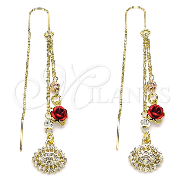Gold Filled Ring — Threader Earring Evil Eye and Flower Design with — main product view — SKU 143276 | Oro Laminado anillo — Threader Earring Evil Eye and flor diseño with — SKU 143276