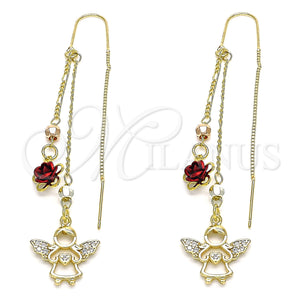 Gold Filled Ring — Threader Earring Angel and Heart Design with White — main product view — SKU 143287 | Oro Laminado anillo — Threader Earring Angel and corazón diseño with blanco — SKU 143287