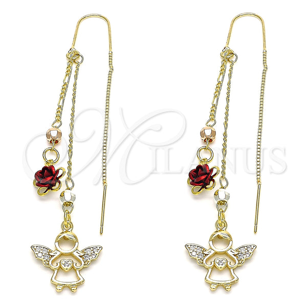 Gold Filled Ring — Threader Earring Angel and Heart Design with White — main product view — SKU 143287 | Oro Laminado anillo — Threader Earring Angel and corazón diseño with blanco — SKU 143287