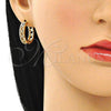 Oro Laminado Huggie Hoop, Gold Filled Style Heart Design, with Garnet Micro Pave, Polished, Golden Finish, 02.210.0518.2.20