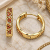 Oro Laminado Huggie Hoop, Gold Filled Style Heart Design, with Garnet Micro Pave, Polished, Golden Finish, 02.210.0518.2.20