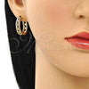 Oro Laminado Huggie Hoop, Gold Filled Style Heart Design, with Black Micro Pave, Polished, Golden Finish, 02.210.0518.3.20