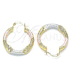 Oro Laminado Medium Hoop, Gold Filled Style Diamond Cutting Finish, Tricolor, 02.170.0391.30