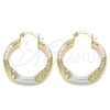 Oro Laminado Medium Hoop, Gold Filled Style Diamond Cutting Finish, Tricolor, 02.170.0391.30