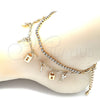 Oro Laminado Charm Anklet , Gold Filled Style key and Lock Design, with White Crystal, Polished, Golden Finish, 03.372.0011.10 (03 MM Thickness, 10 Inches Length)