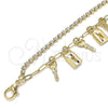 Oro Laminado Charm Anklet , Gold Filled Style key and Lock Design, with White Crystal, Polished, Golden Finish, 03.372.0011.10 (03 MM Thickness, 10 Inches Length)
