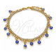 Oro Laminado Charm Anklet , Gold Filled Style Evil Eye and Paperclip Design, with White Crystal, Blue Resin Finish, Golden Finish, 03.372.0012.10 (03 MM Thickness, 10 Inches Length)