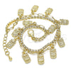 Oro Laminado Charm Anklet , Gold Filled Style Owl and Paperclip Design, with White Crystal, Polished, Golden Finish, 03.372.0013.10 (03 MM Thickness, 10 Inches Length)