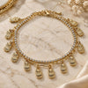 Oro Laminado Charm Anklet , Gold Filled Style Owl and Paperclip Design, with White Crystal, Polished, Golden Finish, 03.372.0013.10 (03 MM Thickness, 10 Inches Length)