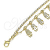 Oro Laminado Charm Anklet , Gold Filled Style Little Girl and Paperclip Design, with White Crystal, Polished, Golden Finish, 03.372.0016.10 (03 MM Thickness, 10 Inches Length)